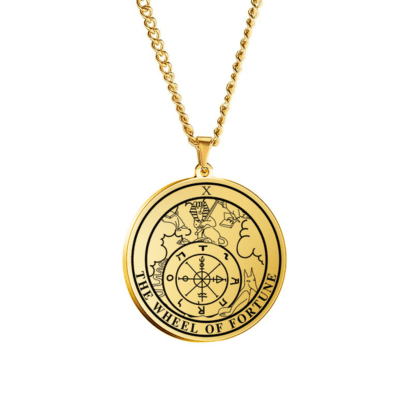 Colar Redondo Lâmina X: A Roda da Fortuna (Cor Dourada)