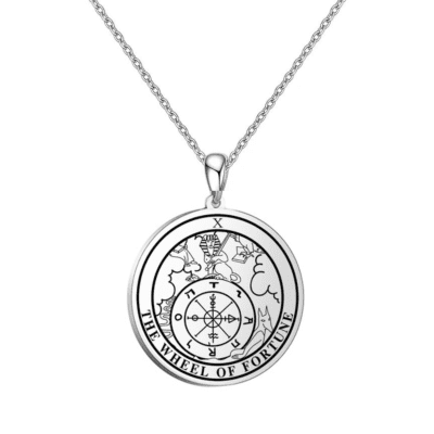 Colar Redondo Lâmina X: A Roda da Fortuna (Cor Prata)