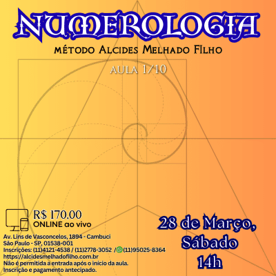 Curso Online e ao Vivo: Numerologia - Aula 1/10 - (Março)