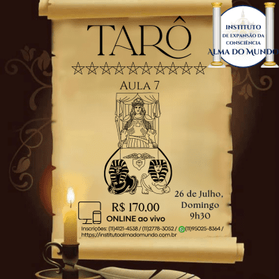 Curso Online e ao Vivo:Tarô - Aula 7/10 (Julho)